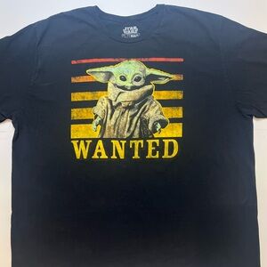 Star Wars Grogu Baby Yoda Wanted Graphic Tee Mens 3XL Black